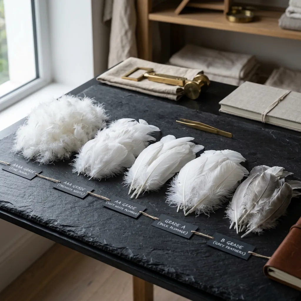 Feathers sorted by grade